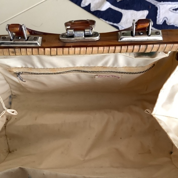 1950’s 60’s Vintage Wicker & Lucite Handbag Purse - Picture 7 of 10